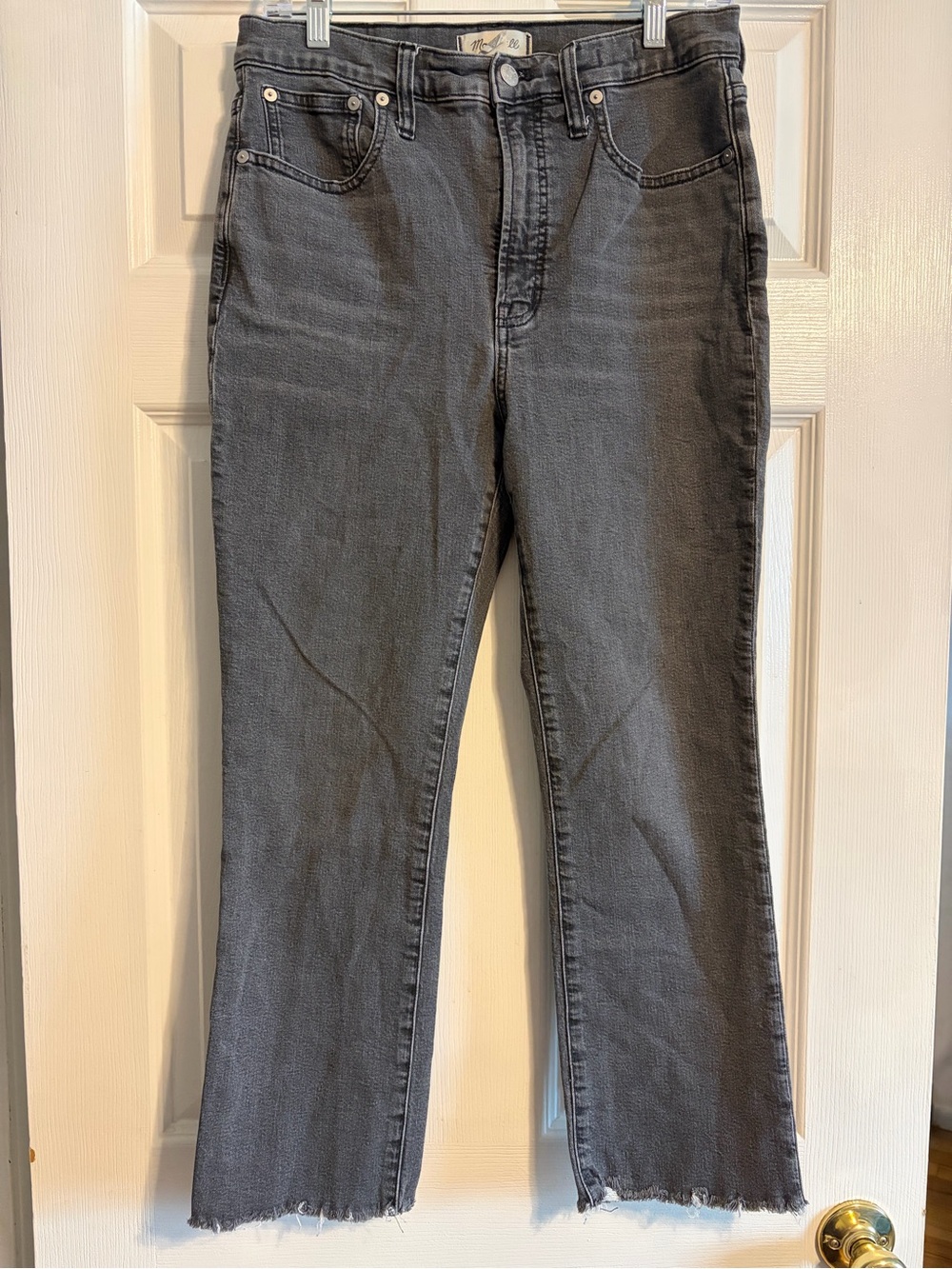 Madewell Slim Demi-Boot Jeans Gray Size 29 High Rise Cropped Raw Hem MC513